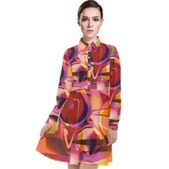 Fractured Colours Long Sleeve Chiffon Shirt Dress by helendesigns