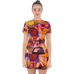 Fractured Colours Drop Hem Mini Chiffon Dress by helendesigns