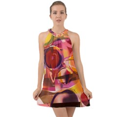 Fractured Colours Halter Tie Back Chiffon Dress by helendesigns