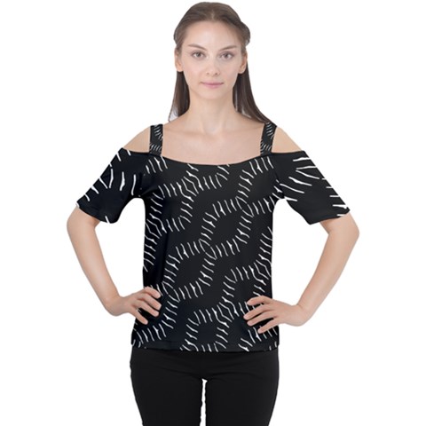 Black And White Geo Print Cutout Shoulder Tee by dflcprintsclothing