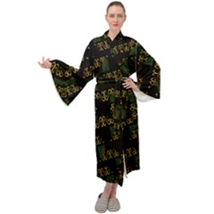 Modern Geometric Print Maxi Velour Kimono by dflcprintsclothing