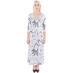 Hands Reference Art Drawing Quarter Sleeve Wrap Maxi Dress by Mariart