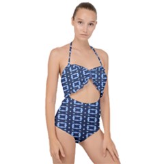 Geometry Blocks Scallop Top Cut Out Swimsuit by Sparkle