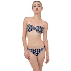 Black And White Triangles Classic Bandeau Bikini Set by Sparkle