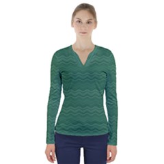 Digital Waves V-neck Long Sleeve Top by Sparkle