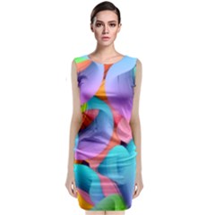 3d Color Swings Sleeveless Velvet Midi Dress by Sparkle