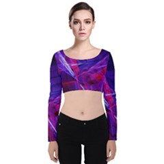 Fractal Flash Velvet Long Sleeve Crop Top by Sparkle