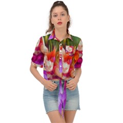 Poppy Flower Tie Front Shirt  by Sparkle