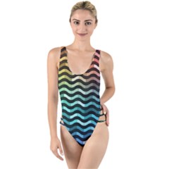 Digital Waves High Leg Strappy Swimsuit by Sparkle