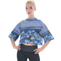 Floral Nature Mock Neck Tee by Sparkle