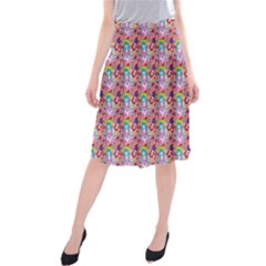 Blue Haired Girl Pattern Pink Midi Beach Skirt by snowwhitegirl