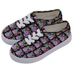 Blue Haired Girl Pattern Black Kids  Classic Low Top Sneakers by snowwhitegirl