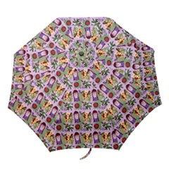 Purple Glasses Girl Pattern Lilac Folding Umbrellas by snowwhitegirl