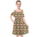 Purple Glasses Girl Pattern Peach Kids  Cut Out Shoulders Chiffon Dress View1