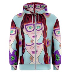 Purple Glasses Girl Wall Men s Zipper Hoodie by snowwhitegirl