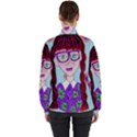 Purple Glasses Girl Wall Women s High Neck Windbreaker View2