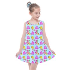 Girl With Hood Cape Heart Lemon Pattern Blue Kids  Summer Dress by snowwhitegirl