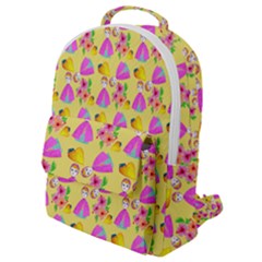 Girl With Hood Cape Heart Lemon Pattern Yellow Flap Pocket Backpack (small) by snowwhitegirl