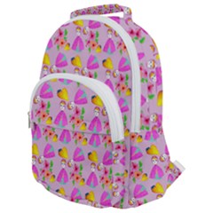 Girl With Hood Cape Heart Lemon Pattern Lilac Rounded Multi Pocket Backpack by snowwhitegirl