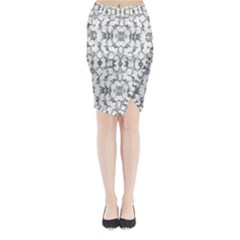 Grey And White Abstract Geometric Print Midi Wrap Pencil Skirt by dflcprintsclothing