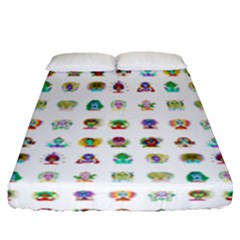 All The Aliens Teeny Fitted Sheet (queen Size) by ArtByAng