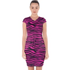 Pink Zebra Capsleeve Drawstring Dress  by Angelandspot