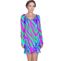 Wild And Crazy Zebra Long Sleeve Nightdress by Angelandspot