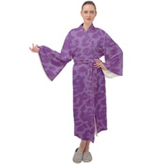 Purple Big Cat Pattern Maxi Velour Kimono by Angelandspot