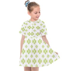 Bright Leaves Motif Print Pattern Design Kids  Sailor Dress by dflcprintsclothing