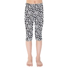 Leopard Spots, White, Brown Black, Animal Fur Print Kids  Capri Leggings  by Casemiro