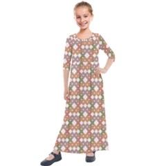 Squares And Diamonds Kids  Quarter Sleeve Maxi Dress by tmsartbazaar