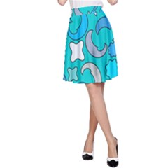 Cloudy Blue Moon A-line Skirt by tmsartbazaar