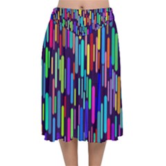 Abstract Line Velvet Flared Midi Skirt by HermanTelo