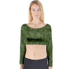 Green Army Camouflage Pattern Long Sleeve Crop Top by SpinnyChairDesigns