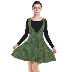 Green Army Camouflage Pattern Plunge Pinafore Dress by SpinnyChairDesigns