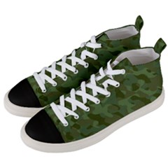 Green Army Camouflage Pattern Men s Mid-top Canvas Sneakers by SpinnyChairDesigns