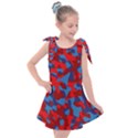 Red and Blue Camouflage Pattern Kids  Tie Up Tunic Dress View1