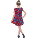 Red and Blue Camouflage Pattern Kids  Tie Up Tunic Dress View2