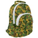 Yellow Green Brown Camouflage Rounded Multi Pocket Backpack View2