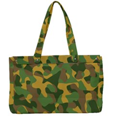 Yellow Green Brown Camouflage Canvas Work Bag by SpinnyChairDesigns