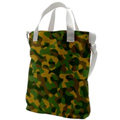 Yellow Green Brown Camouflage Canvas Messenger Bag by SpinnyChairDesigns