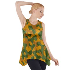 Green And Orange Camouflage Pattern Side Drop Tank Tunic by SpinnyChairDesigns