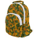 Green and Orange Camouflage Pattern Rounded Multi Pocket Backpack View1