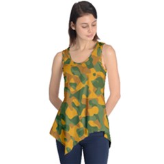 Green And Orange Camouflage Pattern Sleeveless Tunic by SpinnyChairDesigns