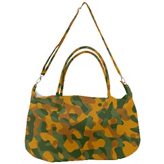 Green And Orange Camouflage Pattern Removal Strap Handbag by SpinnyChairDesigns