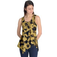 Black Yellow Brown Camouflage Pattern Sleeveless Tunic by SpinnyChairDesigns