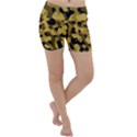 Black Yellow Brown Camouflage Pattern Lightweight Velour Yoga Shorts View1