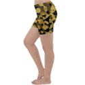 Black Yellow Brown Camouflage Pattern Lightweight Velour Yoga Shorts View2