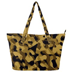 Black Yellow Brown Camouflage Pattern Full Print Shoulder Bag by SpinnyChairDesigns