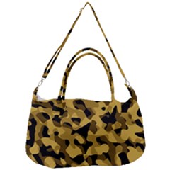 Black Yellow Brown Camouflage Pattern Removal Strap Handbag by SpinnyChairDesigns